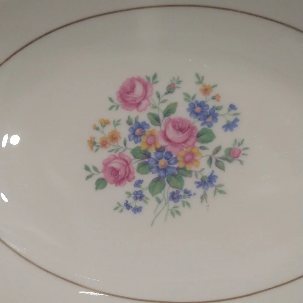 Set of 3 vintage haviland windsor vegetable serving bowls  floral gold trim